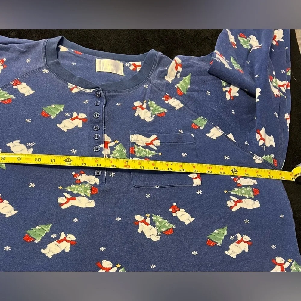 UC Vtg Cabernet Blue Polar Bear Christmas Snowflake Sleep Top Women’s 4XL